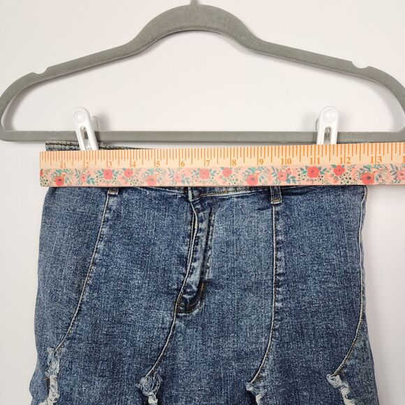 Mariposa Jeans Y2K Pleated Lace Denim Midi Skirt Size Medium - Picture 12 of 13